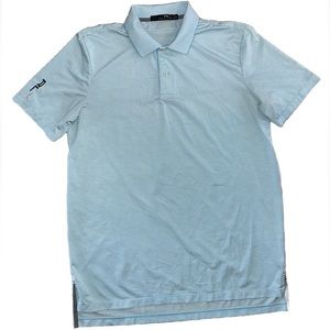 RLX Golf  Polo Performance Shirt Size M Stripped Teal Ralph Lauren